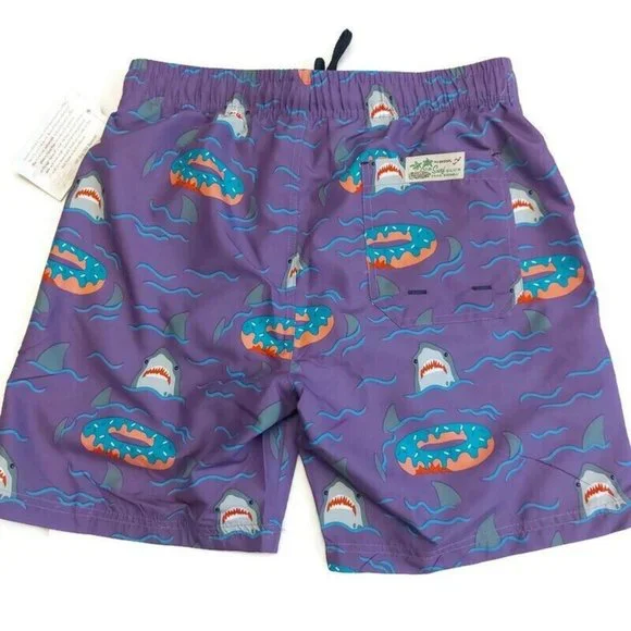 US Surf Club Hawaii Drawstring Lined Swim Board Shorts Mens Size S Sharks Donuts - Picture 3 of 5